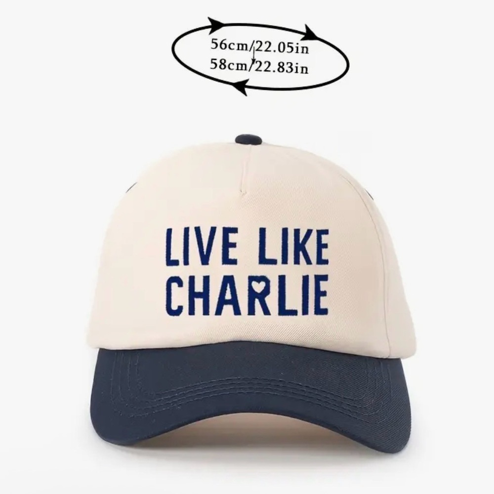 New Red and Cream Cap Embroidered with 'Live Like Charlie' - Picture 2 of 2